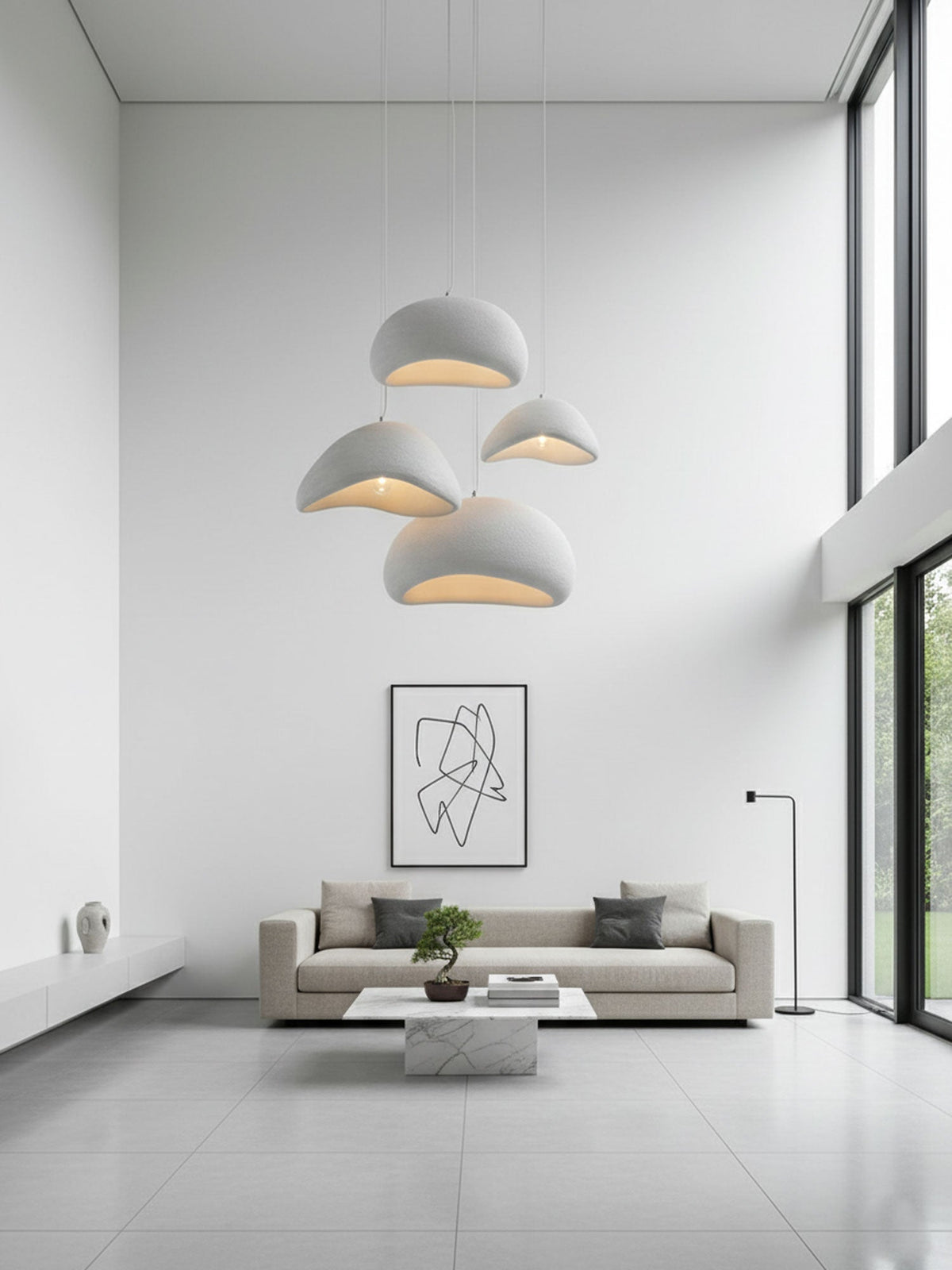 Spherical Hanging Ceiling Light Fixture with Adjustable Drop Length for Kitchen Island Dining Room Bedroom | Gray White LED Compatible Indoo