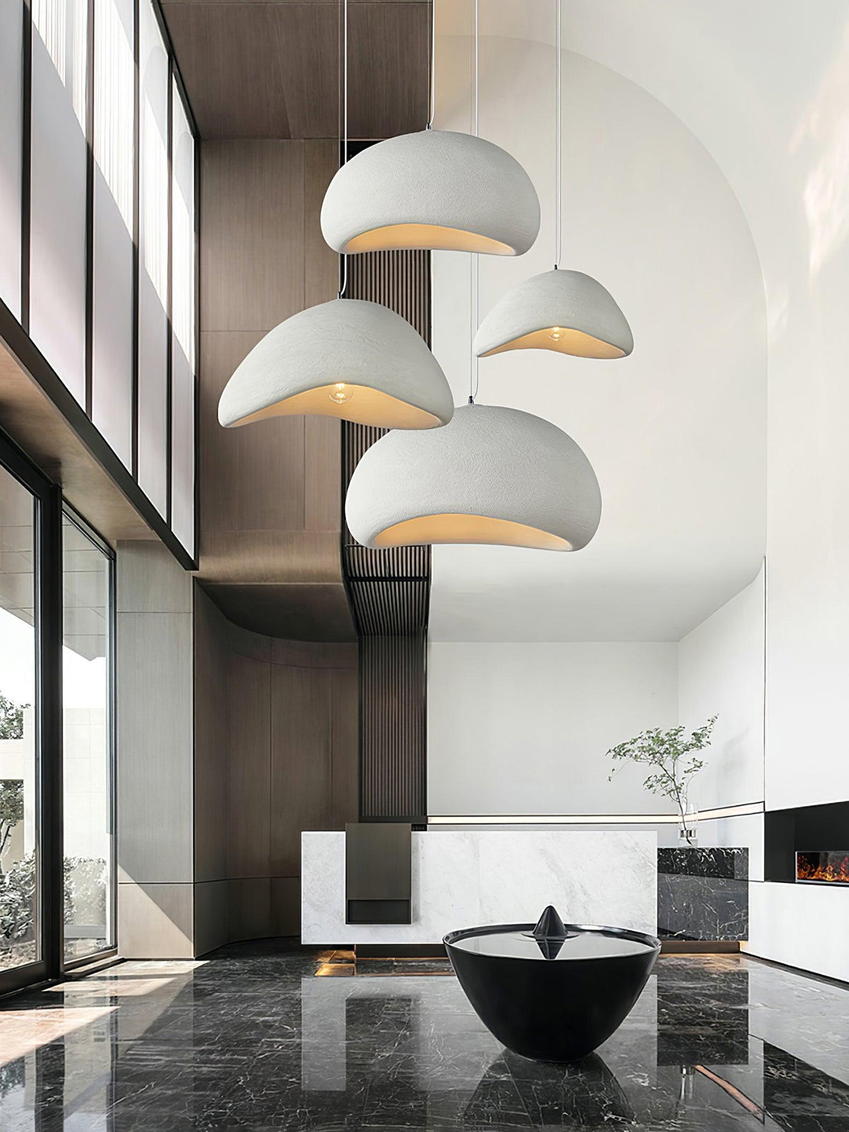 Spherical Hanging Ceiling Light Fixture with Adjustable Drop Length for Kitchen Island Dining Room Bedroom | Gray White LED Compatible Indoo