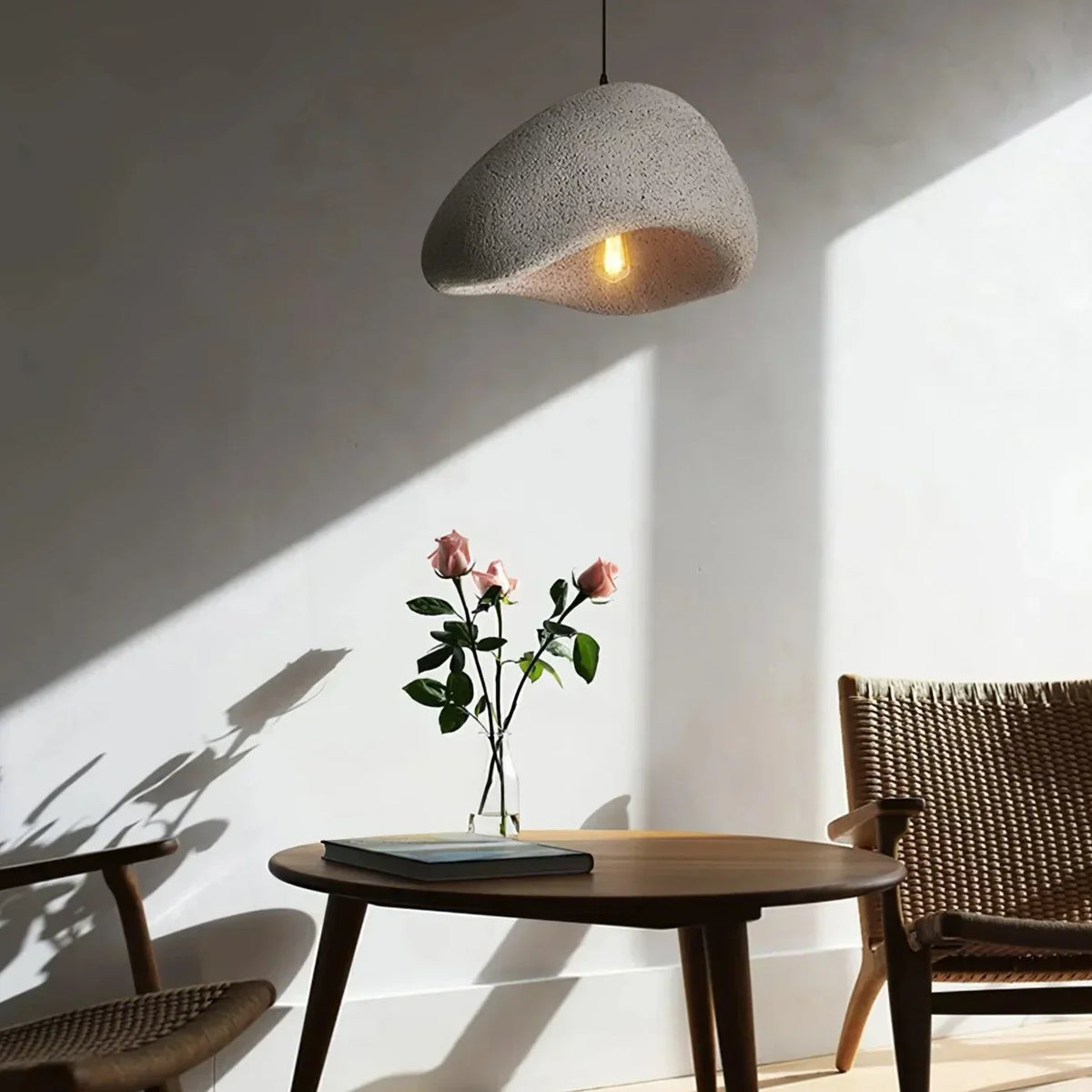 Ceiling Pendant Light Fixture Minimalist Japanese Design HDPE Glass Iron Hardwired for Dining Room Kitchen Island Living Room Bedroom Modern