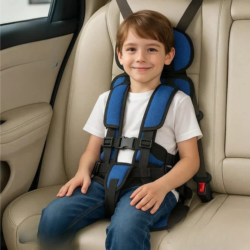 Portable Child Travel Harness Seat | Foldable Compact Design | Quick-Install 5-Point Safety System for Cars & Rideshares