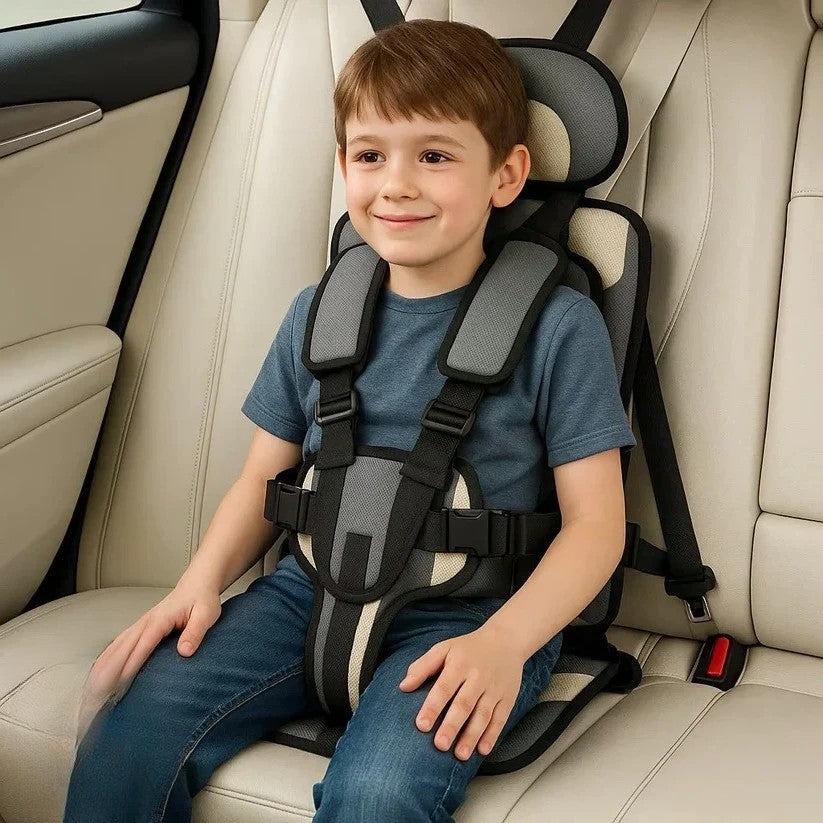 Portable Child Travel Harness Seat | Foldable Compact Design | Quick-Install 5-Point Safety System for Cars & Rideshares