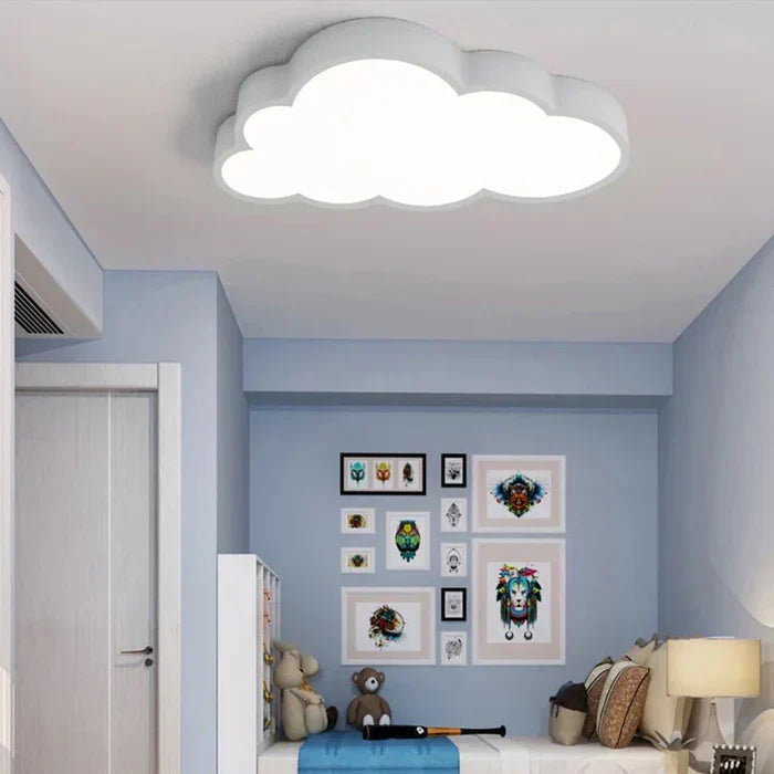 LED Cloud Flush Mount Light for Kids Room White Acrylic 16 inch Nursery Bedroom Ceiling Lamp Warm Glow 3000K