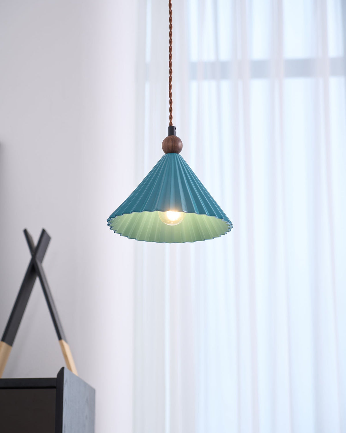 Ceramic Overhead Fixture 7.8 Inch Blue Adjustable Height Hardwired E14 Socket for Kitchen Island Dining Room Breakfast Nook Modern Minimalis