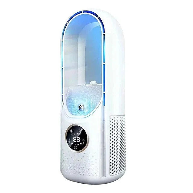 Portable Bladeless Air Cooler Fan Whisper-Quiet Desktop Personal AC Unit Smooth Airflow Energy Saving Compact Design for Home Office Bedroom