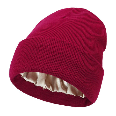 Silk-Lined Wool Beanie for Women – Winter Hat with Anti-Frizz Lining for Hair Care & Warmth