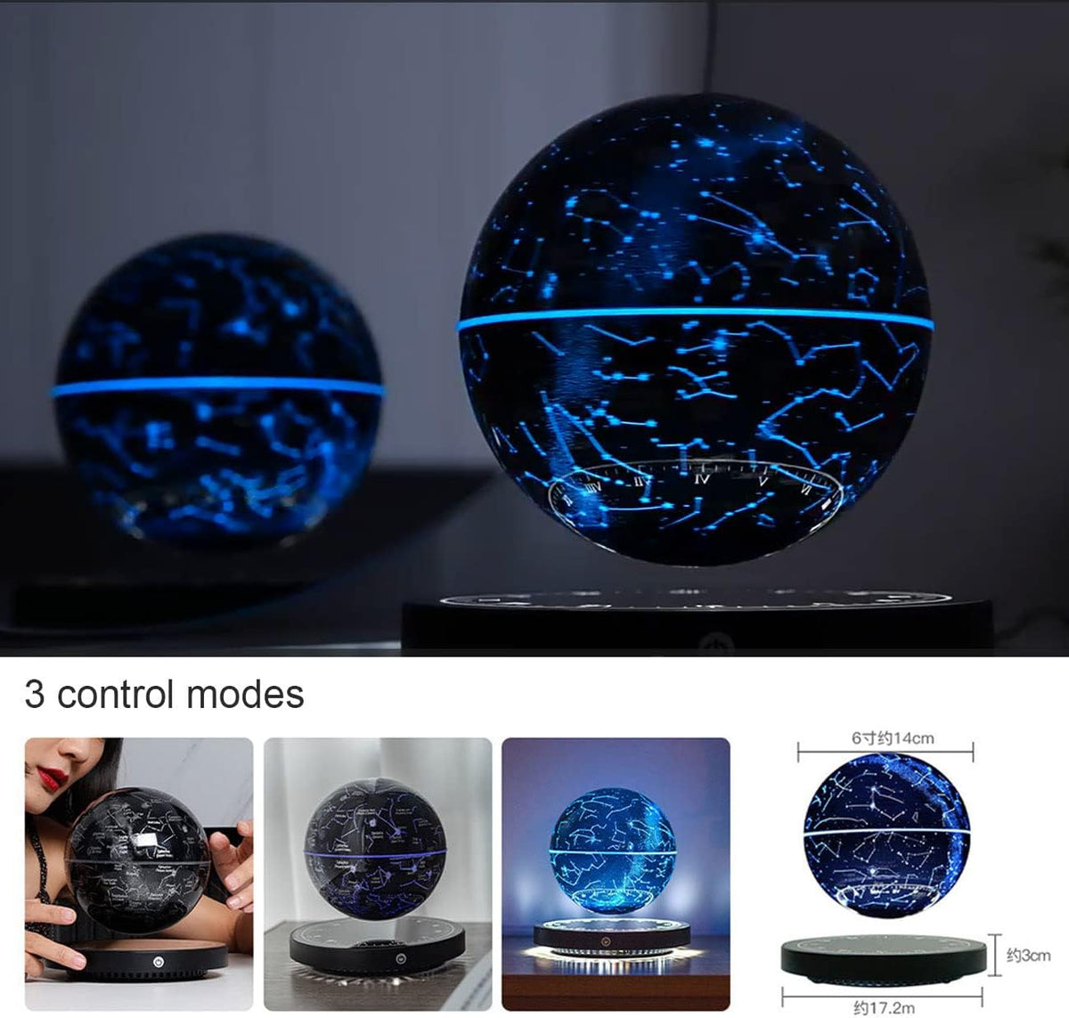 Magnetic Levitation Floating Globe Night Light with 360° Rotation Star Map Sphere for Bedroom Office Living Room Desk Decor