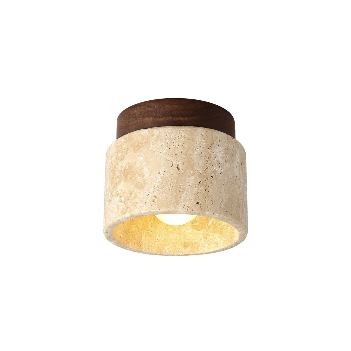 Lámpara de techo empotrada de piedra natural con detalle de madera, base E26, para dormitorio, entrada y sala de estar, accesorio de perfil bajo, iluminación ambiental superior