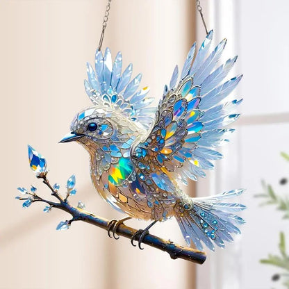Adorno de cristal para ventana con forma de pájaro: decoración de luz reflectante para el hogar