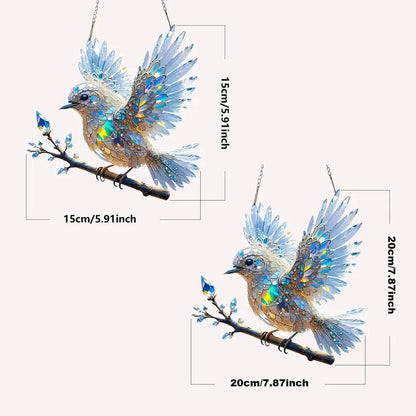 Adorno de cristal para ventana con forma de pájaro: decoración de luz reflectante para el hogar