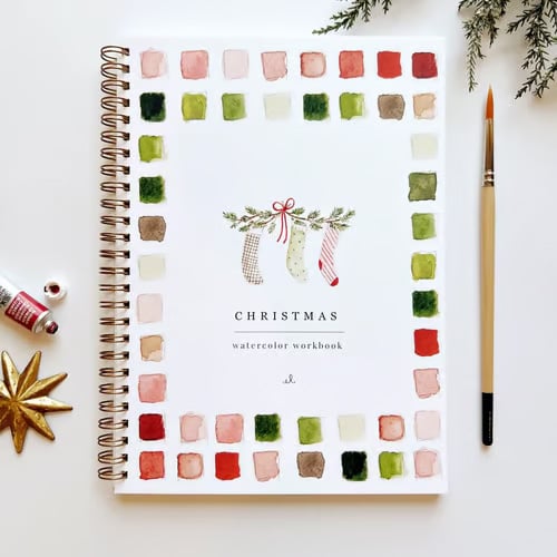 Watercolor Painting Workbook for Beginners with Step-by-Step Guided Lessons and Pre-Drawn Outlines, Complete Paint Set Included, Spiral-Boun
