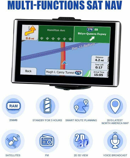 Navegación inteligente | Dispositivo de navegación GPS de 7 pulgadas con guía de voz real | Planificación de rutas precisa para viajes seguros