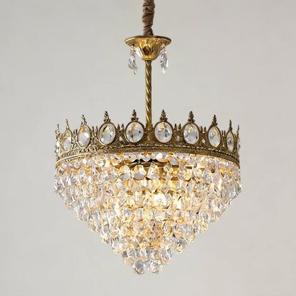 Sparkling Crystal Fixture with Iron Frame Gold Finish for Dining Room Entryway & Living Space Overhead Lighting 20 Inch Width