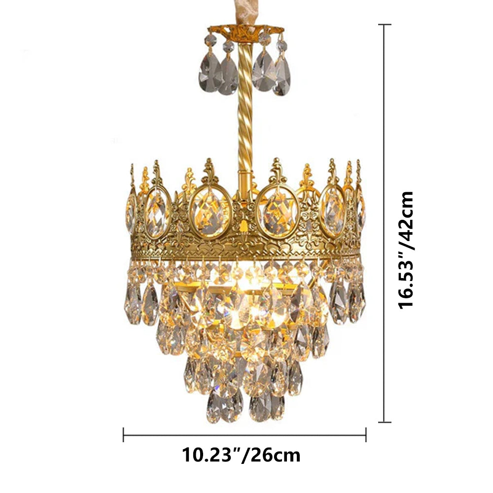 Sparkling Crystal Fixture with Iron Frame Gold Finish for Dining Room Entryway & Living Space Overhead Lighting 20 Inch Width