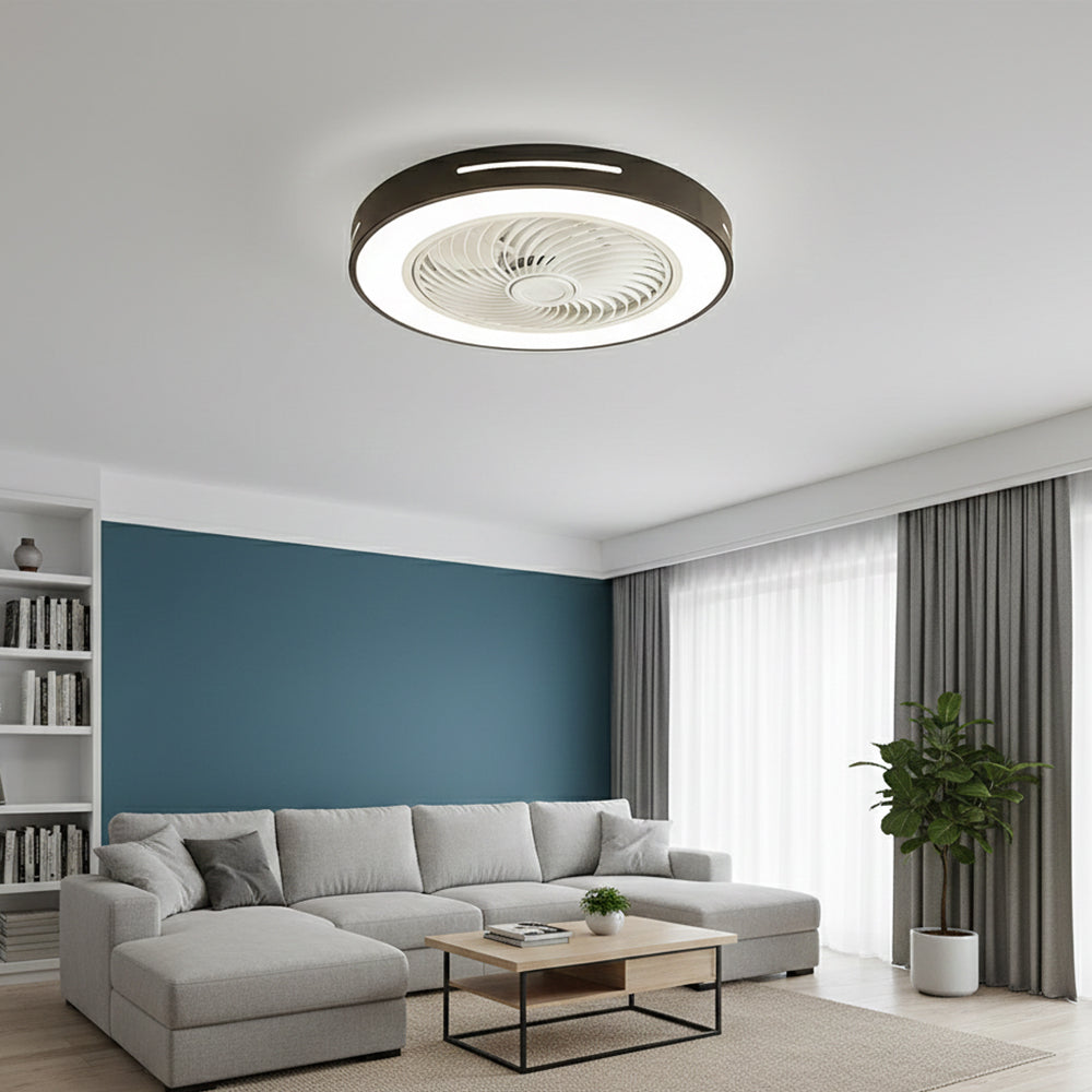Indoor Fan with Integrated Lighting 24-Inch Diameter Acrylic Blade Assembly Adjustable Speed and Brightness for Bedrooms Living Rooms Dining