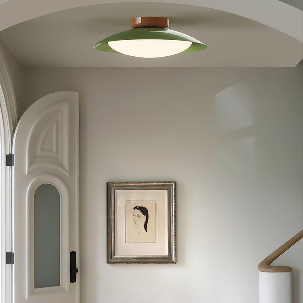 Lámpara LED de montaje empotrado con armazón de metal de 18 pulgadas, acabado marrón verdoso, para dormitorio, sala de estar, comedor y pasillo, iluminación de ambiente moderna y retro