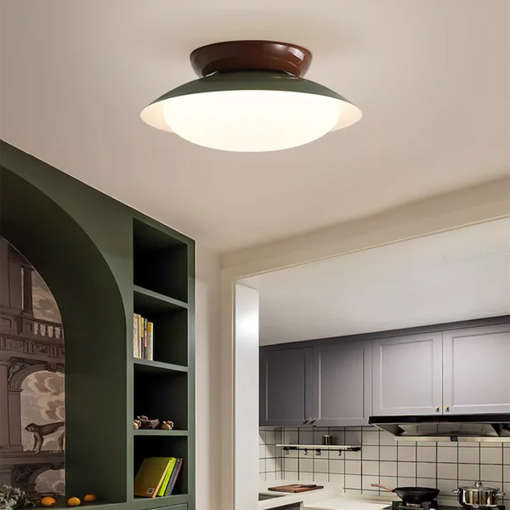 Lámpara LED de montaje empotrado con armazón de metal de 18 pulgadas, acabado marrón verdoso, para dormitorio, sala de estar, comedor y pasillo, iluminación de ambiente moderna y retro