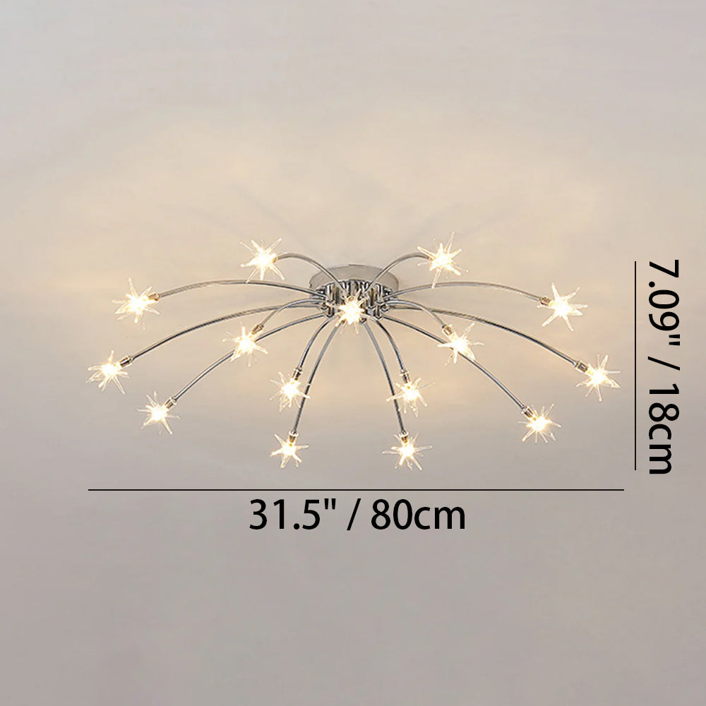 Semi-Flush LED Overhead Light Metal Glass 24-45 inch Diameter Adjustable Brightness Dining Room Living Room Bedroom Contemporary Home Ceilin