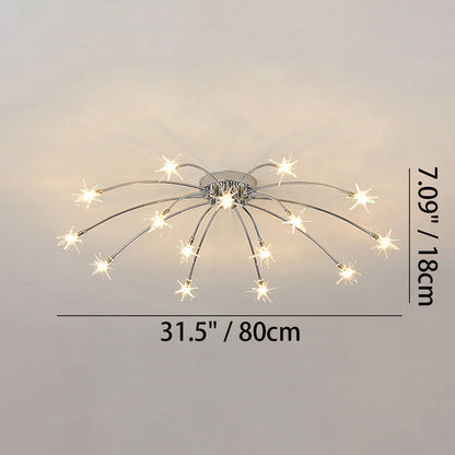 Lámpara de techo LED semiempotrada de metal y vidrio, 24-45 pulgadas de diámetro, para dormitorio, sala de estar y comedor, lámpara moderna de interior, 45W integrada