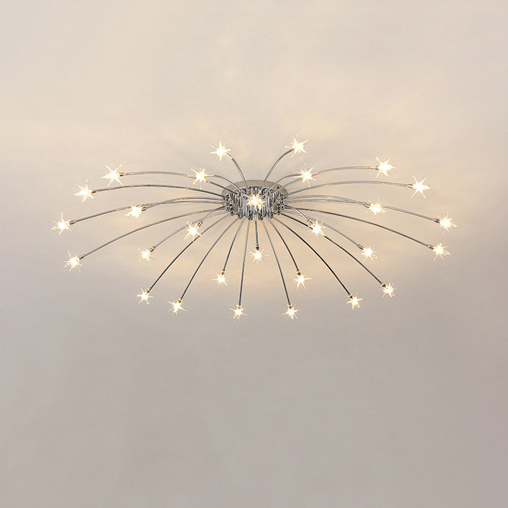 Lámpara de techo LED semiempotrada de metal y vidrio, 24-45 pulgadas de diámetro, para dormitorio, sala de estar y comedor, lámpara moderna de interior, 45W integrada