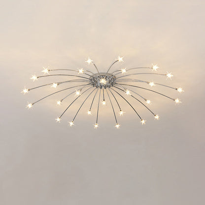 Lámpara de techo LED semiempotrada de metal y vidrio, 24-45 pulgadas de diámetro, para dormitorio, sala de estar y comedor, lámpara moderna de interior, 45W integrada
