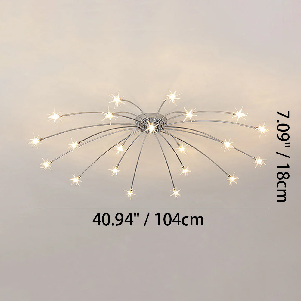 Lámpara de techo LED semiempotrada de metal y vidrio, 24-45 pulgadas de diámetro, para dormitorio, sala de estar y comedor, lámpara moderna de interior, 45W integrada