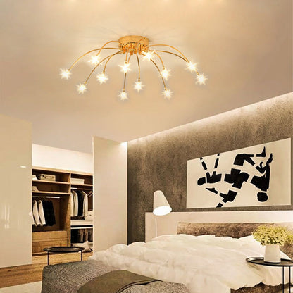Lámpara de techo LED semiempotrada de metal y vidrio, 24-45 pulgadas de diámetro, para dormitorio, sala de estar y comedor, lámpara moderna de interior, 45W integrada