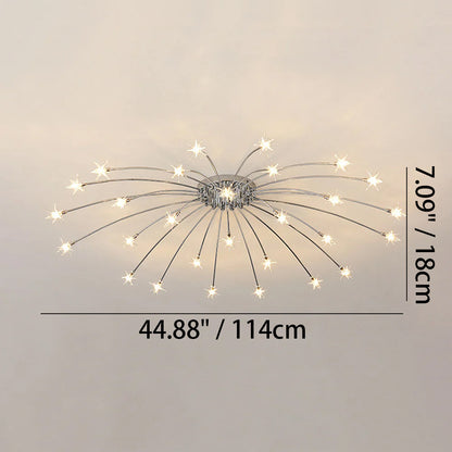 Lámpara de techo LED semiempotrada de metal y vidrio, 24-45 pulgadas de diámetro, para dormitorio, sala de estar y comedor, lámpara moderna de interior, 45W integrada
