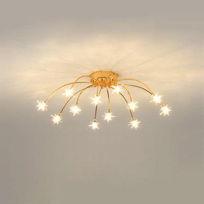 Lámpara de techo LED semiempotrada de metal y vidrio, 24-45 pulgadas de diámetro, para dormitorio, sala de estar y comedor, lámpara moderna de interior, 45W integrada