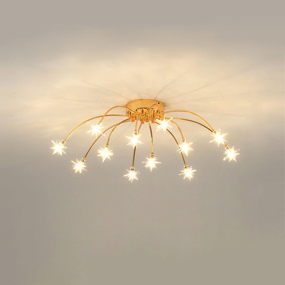 Semi-Flush LED Overhead Light Metal Glass 24-45 inch Diameter Adjustable Brightness Dining Room Living Room Bedroom Contemporary Home Ceilin