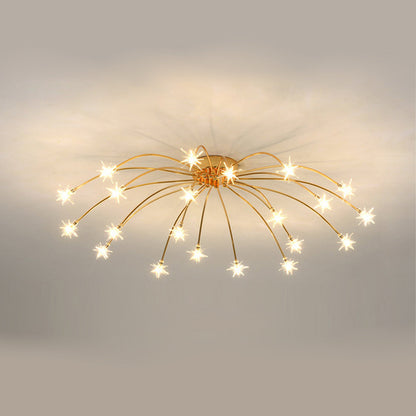 Lámpara de techo LED semiempotrada de metal y vidrio, 24-45 pulgadas de diámetro, para dormitorio, sala de estar y comedor, lámpara moderna de interior, 45W integrada