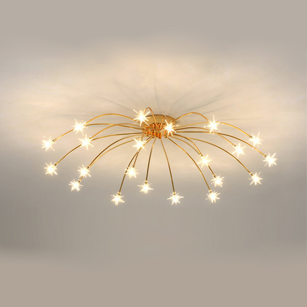 Semi-Flush LED Overhead Light Metal Glass 24-45 inch Diameter Adjustable Brightness Dining Room Living Room Bedroom Contemporary Home Ceilin