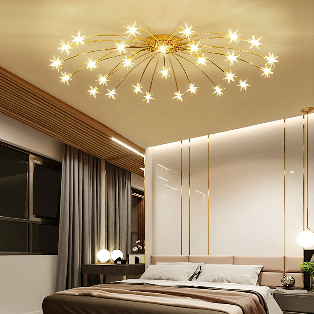 Semi-Flush LED Overhead Light Metal Glass 24-45 inch Diameter Adjustable Brightness Dining Room Living Room Bedroom Contemporary Home Ceilin