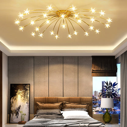 Lámpara de techo LED semiempotrada de metal y vidrio, 24-45 pulgadas de diámetro, para dormitorio, sala de estar y comedor, lámpara moderna de interior, 45W integrada
