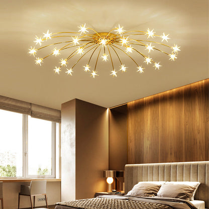 Semi-Flush LED Overhead Light Metal Glass 24-45 inch Diameter Adjustable Brightness Dining Room Living Room Bedroom Contemporary Home Ceilin