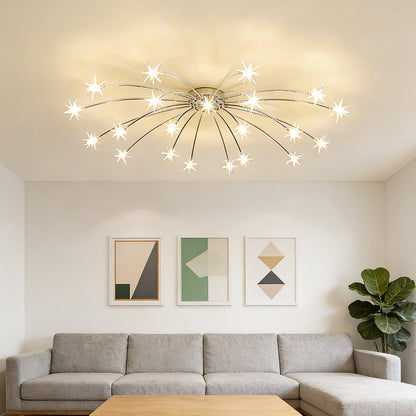 Lámpara de techo LED semiempotrada de metal y vidrio, 24-45 pulgadas de diámetro, para dormitorio, sala de estar y comedor, lámpara moderna de interior, 45W integrada