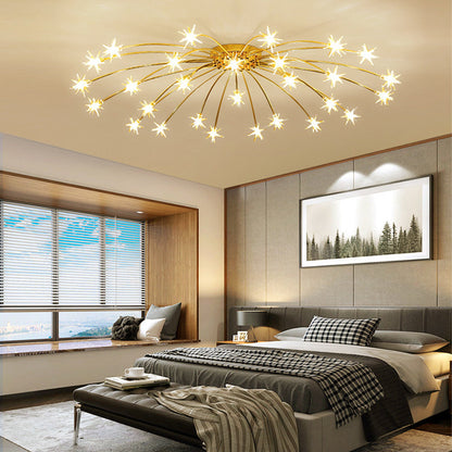 Lámpara de techo LED semiempotrada de metal y vidrio, 24-45 pulgadas de diámetro, para dormitorio, sala de estar y comedor, lámpara moderna de interior, 45W integrada