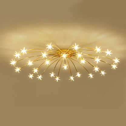 Semi Flush Mount Ceiling Light 24 Inch Glass & Metal LED Fixture for Bedroom Dining Room Contemporary Home Lighting