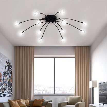 Semi-Flush LED Overhead Light Metal Glass 24-45 inch Diameter Adjustable Brightness Dining Room Living Room Bedroom Contemporary Home Ceilin