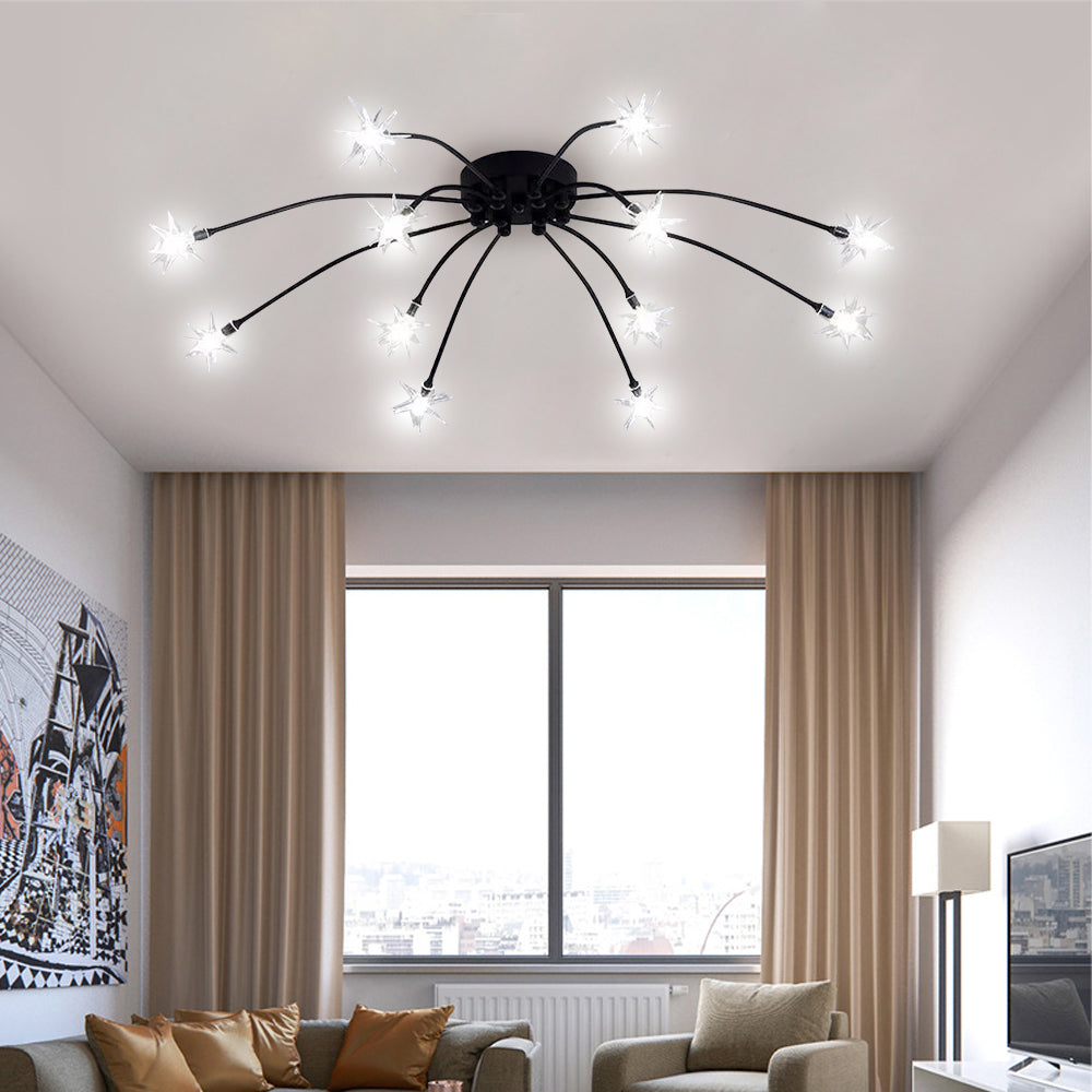 Lámpara de techo LED semiempotrada de metal y vidrio, 24-45 pulgadas de diámetro, para dormitorio, sala de estar y comedor, lámpara moderna de interior, 45W integrada