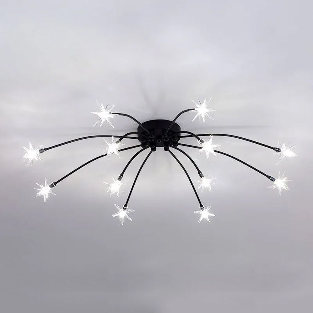 Lámpara de techo LED semiempotrada de metal y vidrio, 24-45 pulgadas de diámetro, para dormitorio, sala de estar y comedor, lámpara moderna de interior, 45W integrada