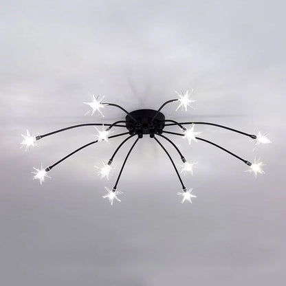 Semi-Flush LED Overhead Light Metal Glass 24-45 inch Diameter Adjustable Brightness Dining Room Living Room Bedroom Contemporary Home Ceilin