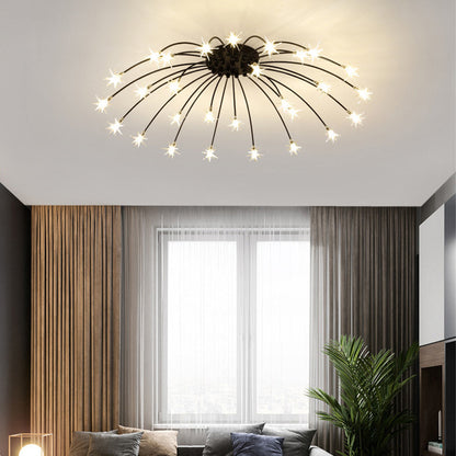 Semi-Flush LED Overhead Light Metal Glass 24-45 inch Diameter Adjustable Brightness Dining Room Living Room Bedroom Contemporary Home Ceilin