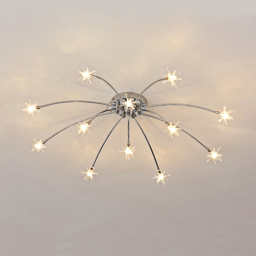Semi-Flush LED Overhead Light Metal Glass 24-45 inch Diameter Adjustable Brightness Dining Room Living Room Bedroom Contemporary Home Ceilin