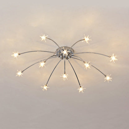 Semi-Flush LED Overhead Light Metal Glass 24-45 inch Diameter Adjustable Brightness Dining Room Living Room Bedroom Contemporary Home Ceilin