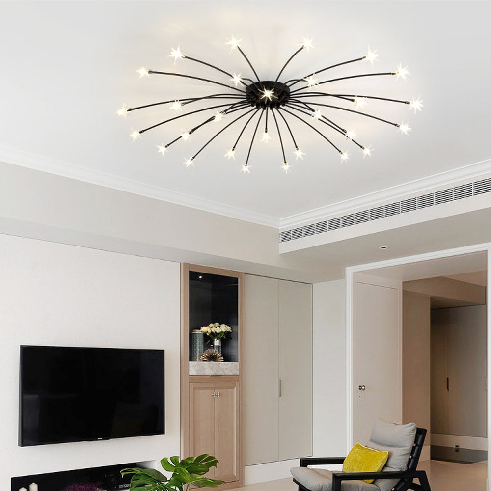 Semi-Flush LED Overhead Light Metal Glass 24-45 inch Diameter Adjustable Brightness Dining Room Living Room Bedroom Contemporary Home Ceilin