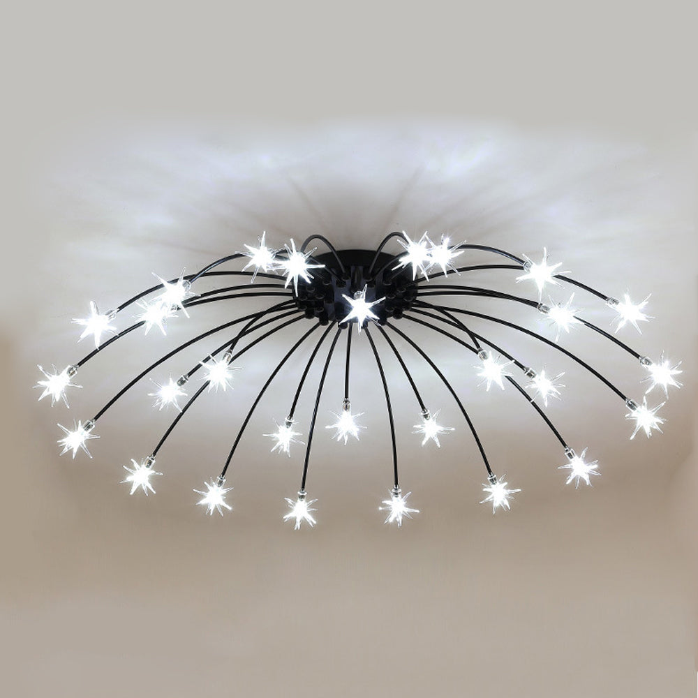 Semi-Flush LED Overhead Light Metal Glass 24-45 inch Diameter Adjustable Brightness Dining Room Living Room Bedroom Contemporary Home Ceilin