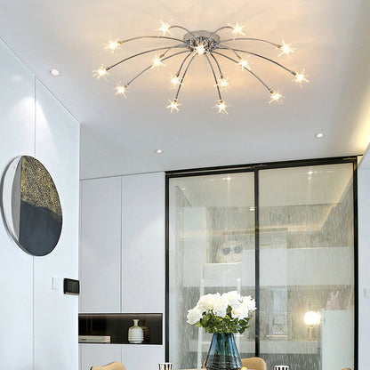 Semi-Flush LED Overhead Light Metal Glass 24-45 inch Diameter Adjustable Brightness Dining Room Living Room Bedroom Contemporary Home Ceilin