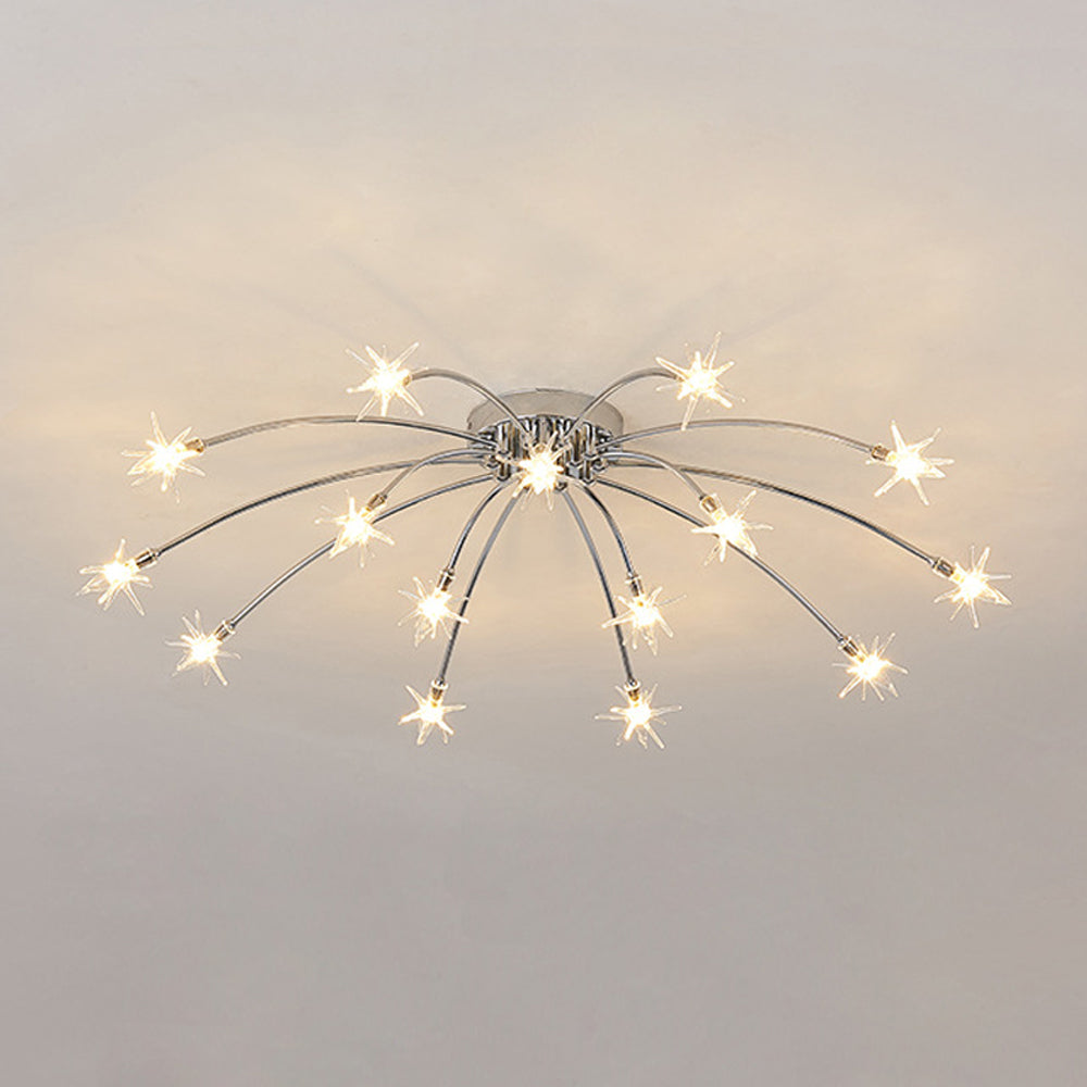 Lámpara de techo LED semiempotrada de metal y vidrio, 24-45 pulgadas de diámetro, para dormitorio, sala de estar y comedor, lámpara moderna de interior, 45W integrada