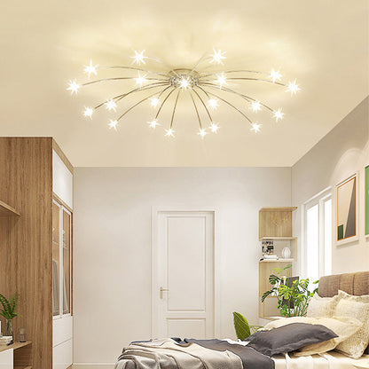 Lámpara de techo LED semiempotrada de metal y vidrio, 24-45 pulgadas de diámetro, para dormitorio, sala de estar y comedor, lámpara moderna de interior, 45W integrada