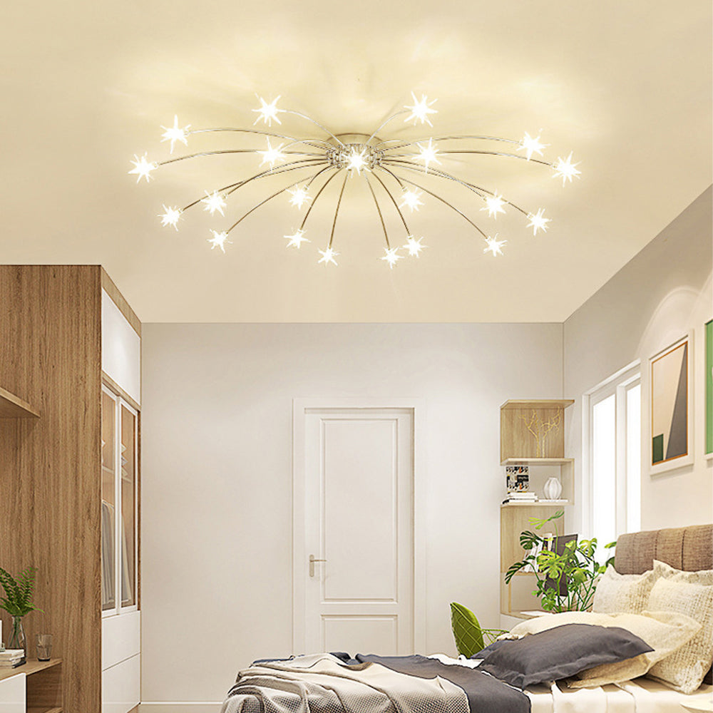 Semi-Flush LED Overhead Light Metal Glass 24-45 inch Diameter Adjustable Brightness Dining Room Living Room Bedroom Contemporary Home Ceilin